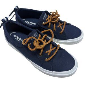 Sperry Crest Vibe Navy Blue Canvas Sneakers Women’s 7 New